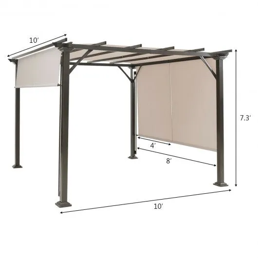 10' x 10' Metal Frame Patio Furniture Shelter-Beige