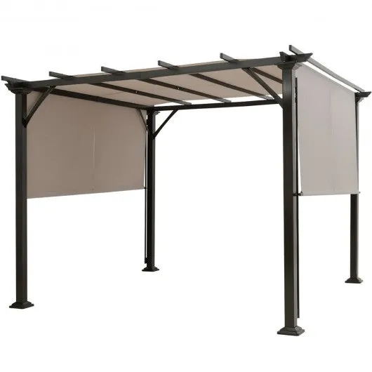 10' x 10' Metal Frame Patio Furniture Shelter-Beige