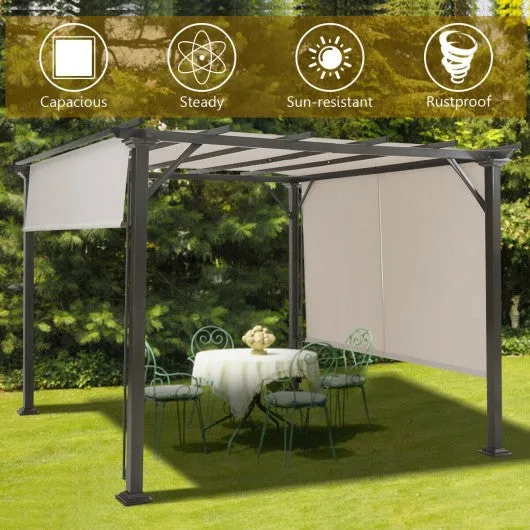 10' x 10' Metal Frame Patio Furniture Shelter-Beige