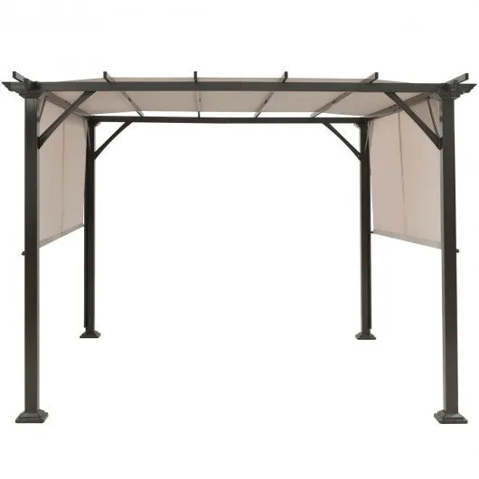 10' x 10' Metal Frame Patio Furniture Shelter-Beige