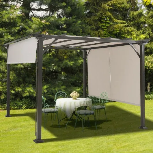 10' x 10' Metal Frame Patio Furniture Shelter-Beige