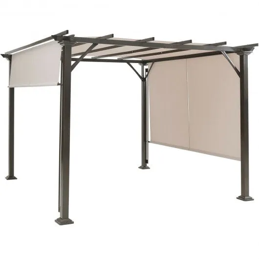 10' x 10' Metal Frame Patio Furniture Shelter-Beige