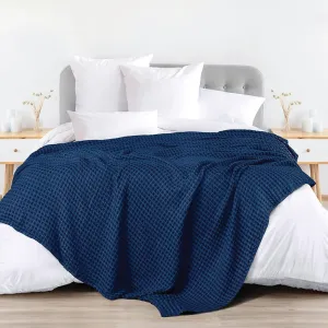 100% Cotton Waffle Weave Blanket / Cotton Dohar for Bedroom - Navy