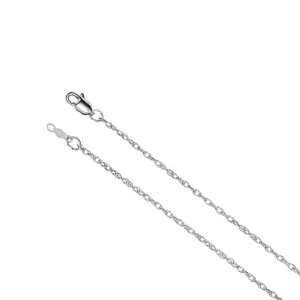 1.5mm, 14k White Gold Solid Loose Rope Chain Necklace