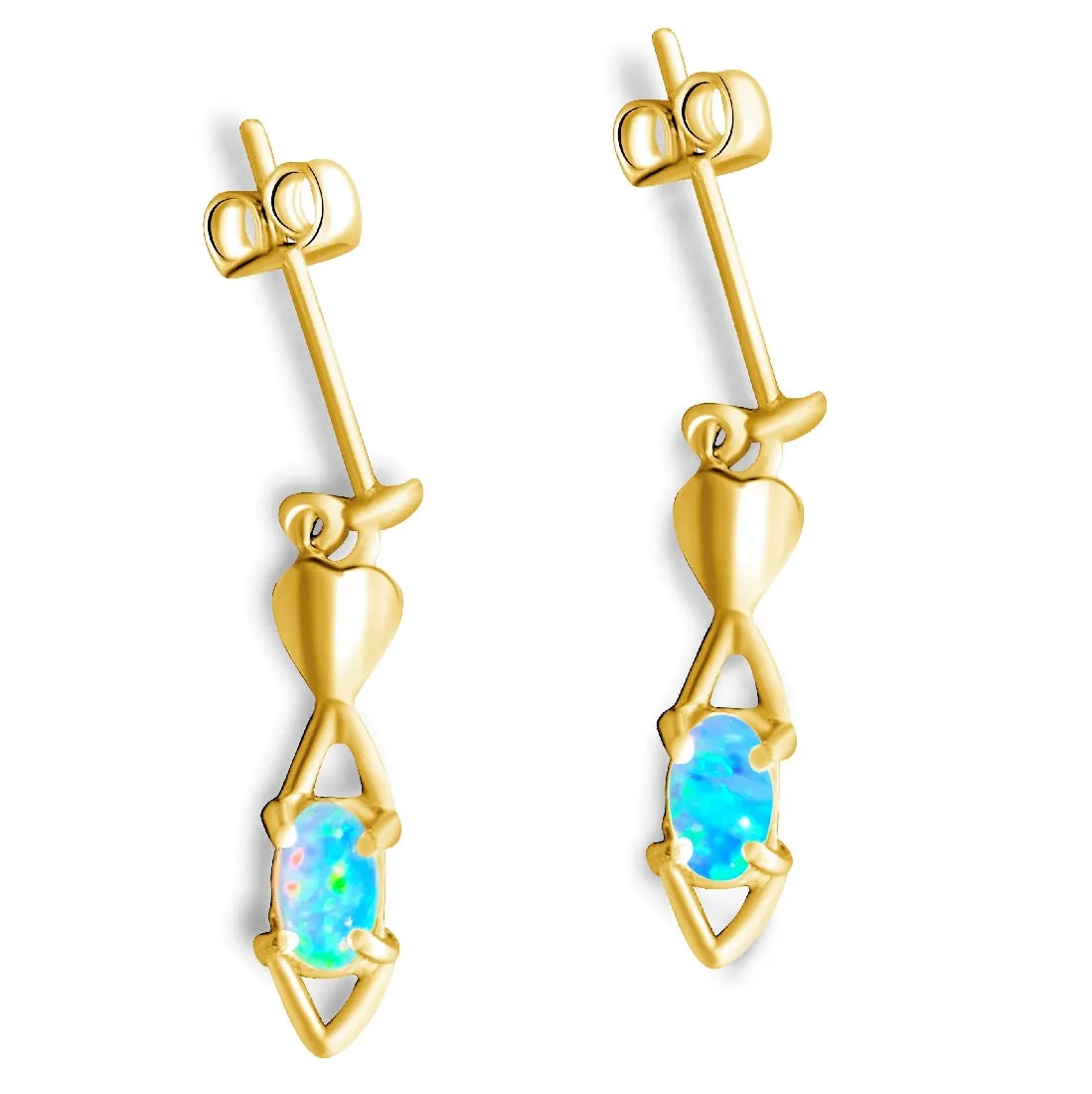 18kt Yellow Gold drop earrings with Crystal Opal 5x3mm