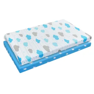 2 Pack n Play and Portable Crib Mattress Sheets - Stars/Clouds