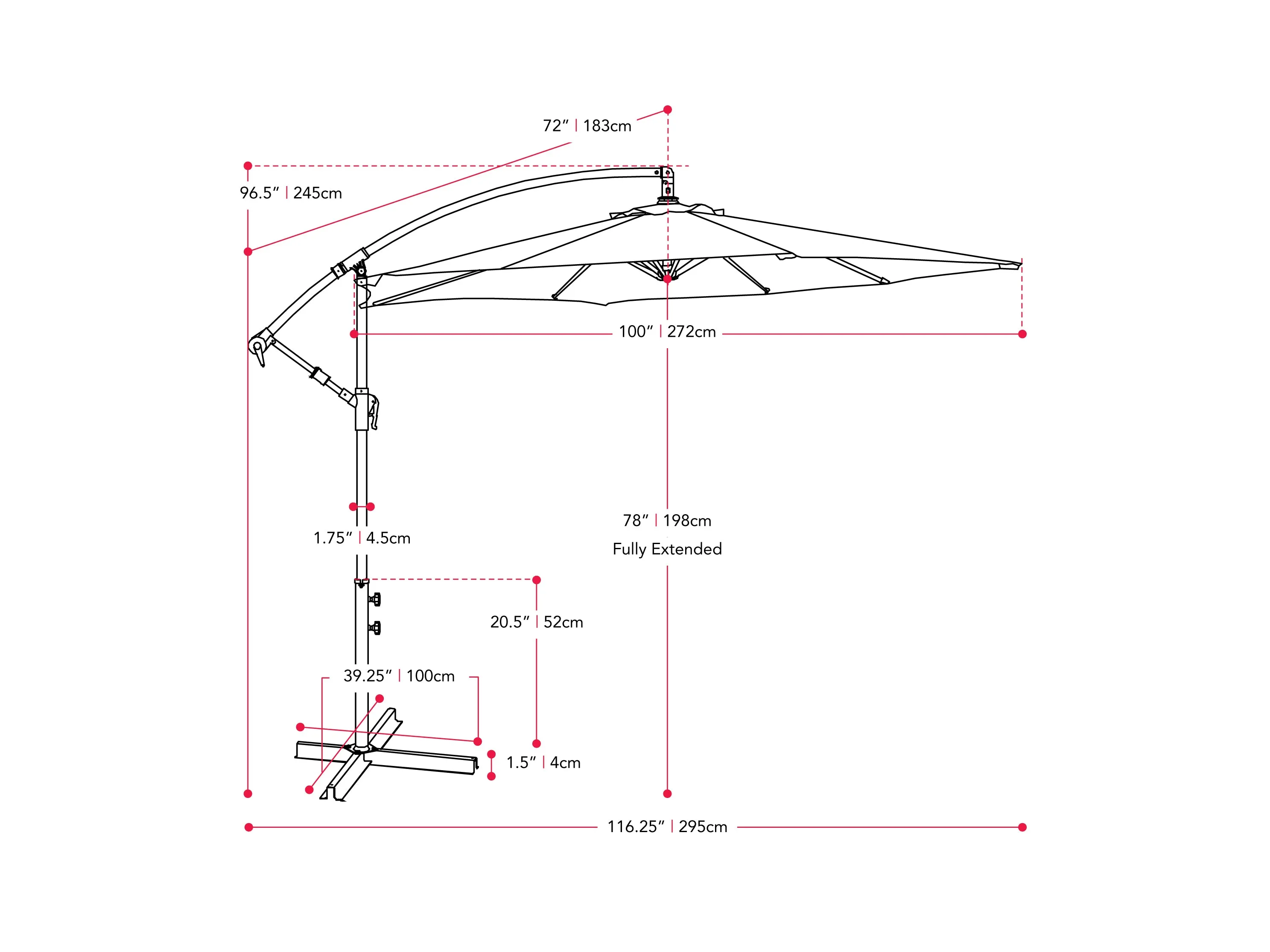 9ft Wine Red Cantilever Umbrella