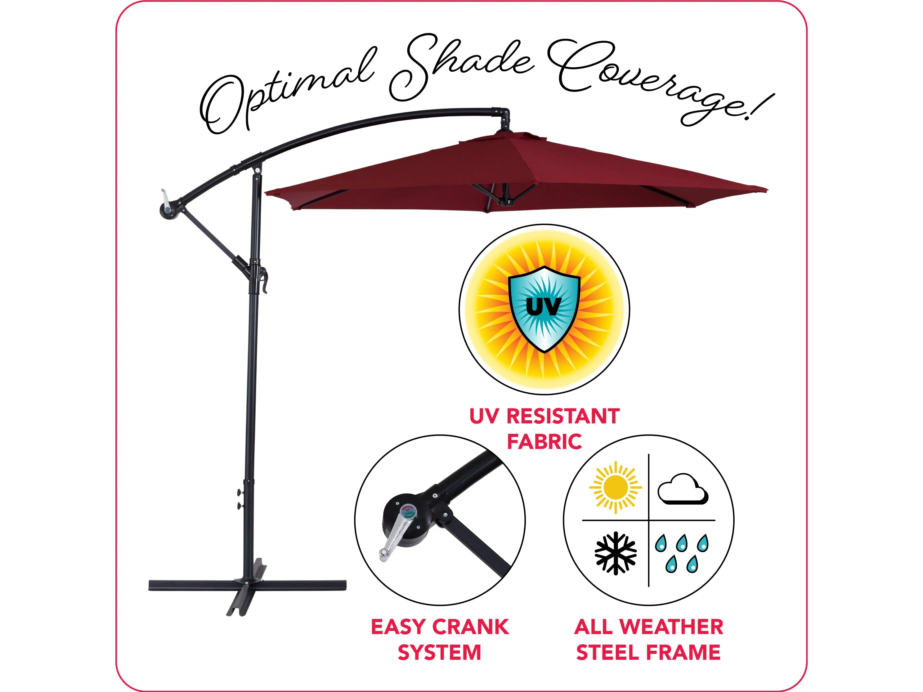 9ft Wine Red Cantilever Umbrella