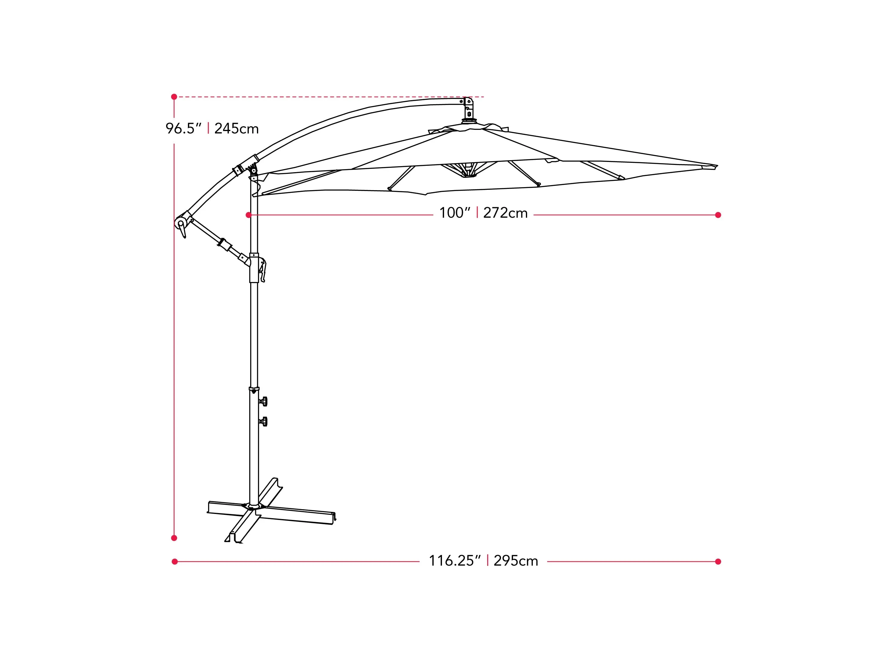 9ft Wine Red Cantilever Umbrella