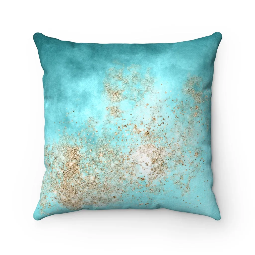 Abstract Boho Pillow Cover | Teal Green Gold