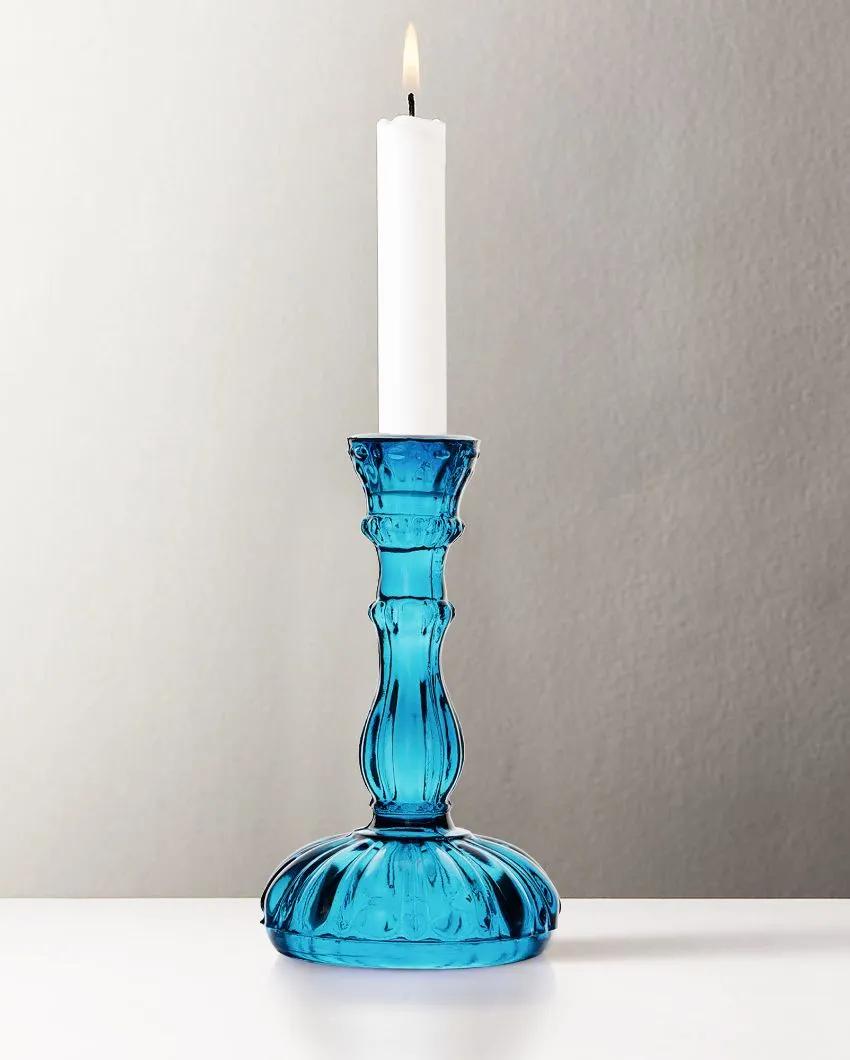 Alenjadro Antique Glass Candle Stand | Multiple Colors |  4 x 2 x 7 inches