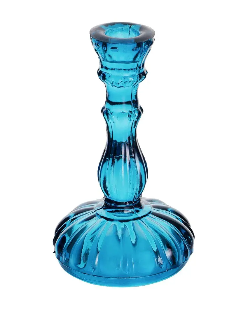 Alenjadro Antique Glass Candle Stand | Multiple Colors |  4 x 2 x 7 inches