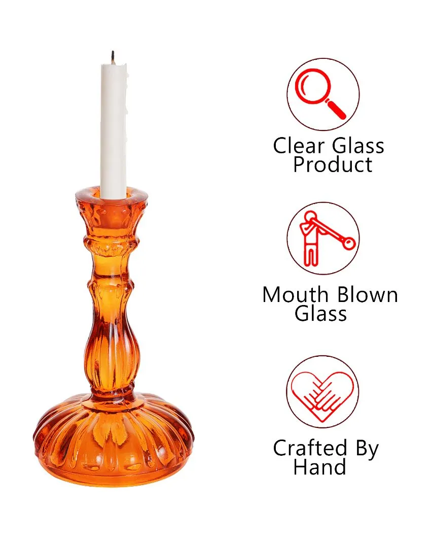 Alenjadro Antique Glass Candle Stand | Multiple Colors |  4 x 2 x 7 inches