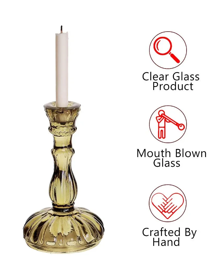 Alenjadro Antique Glass Candle Stand | Multiple Colors |  4 x 2 x 7 inches