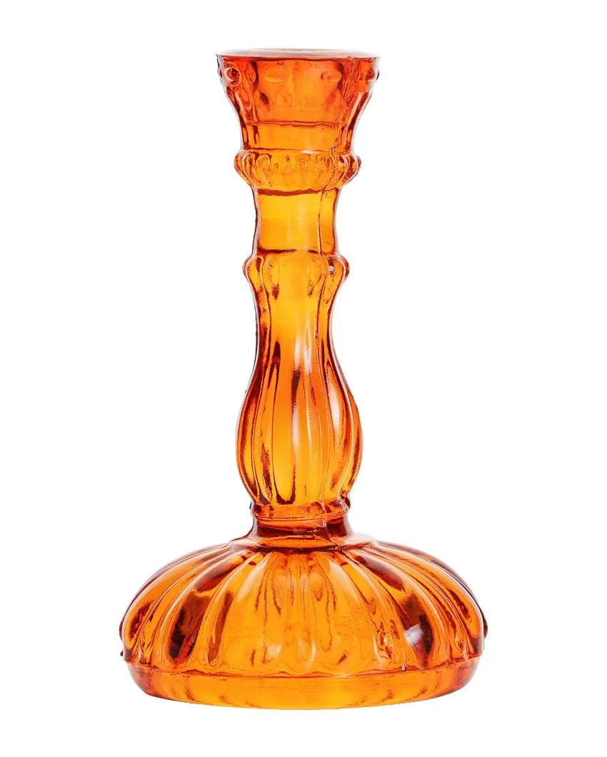 Alenjadro Antique Glass Candle Stand | Multiple Colors |  4 x 2 x 7 inches