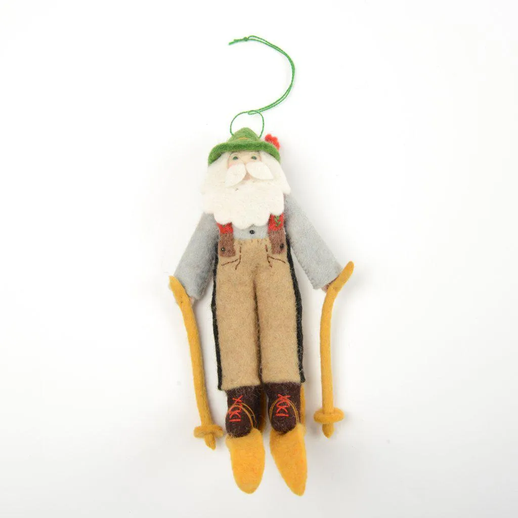 Alpine Skier Santa Ornament