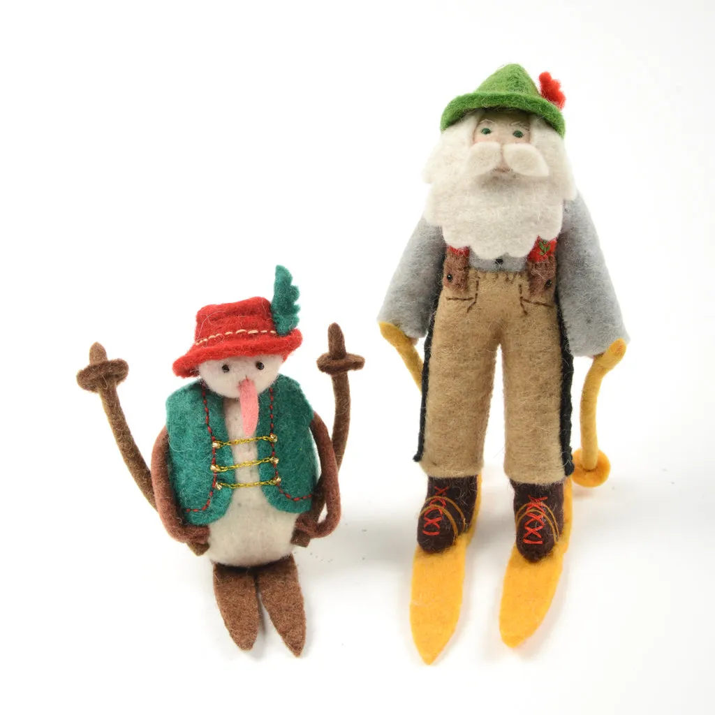 Alpine Skier Santa Ornament