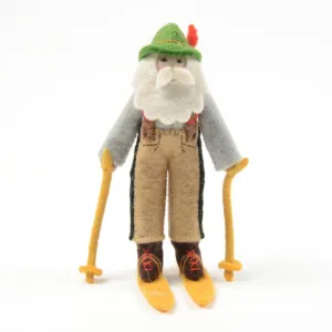 Alpine Skier Santa Ornament