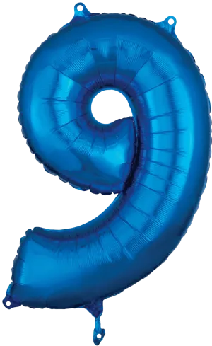 Anagram - 26" Number '9' Mylar Balloon - Blue