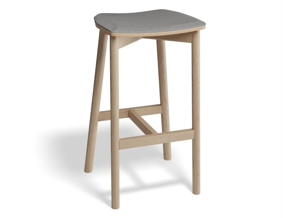 Andi Stool - Natural - Backless with Pad - 75cm Seat Height Vintage Grey Vegan leather Seat Pad