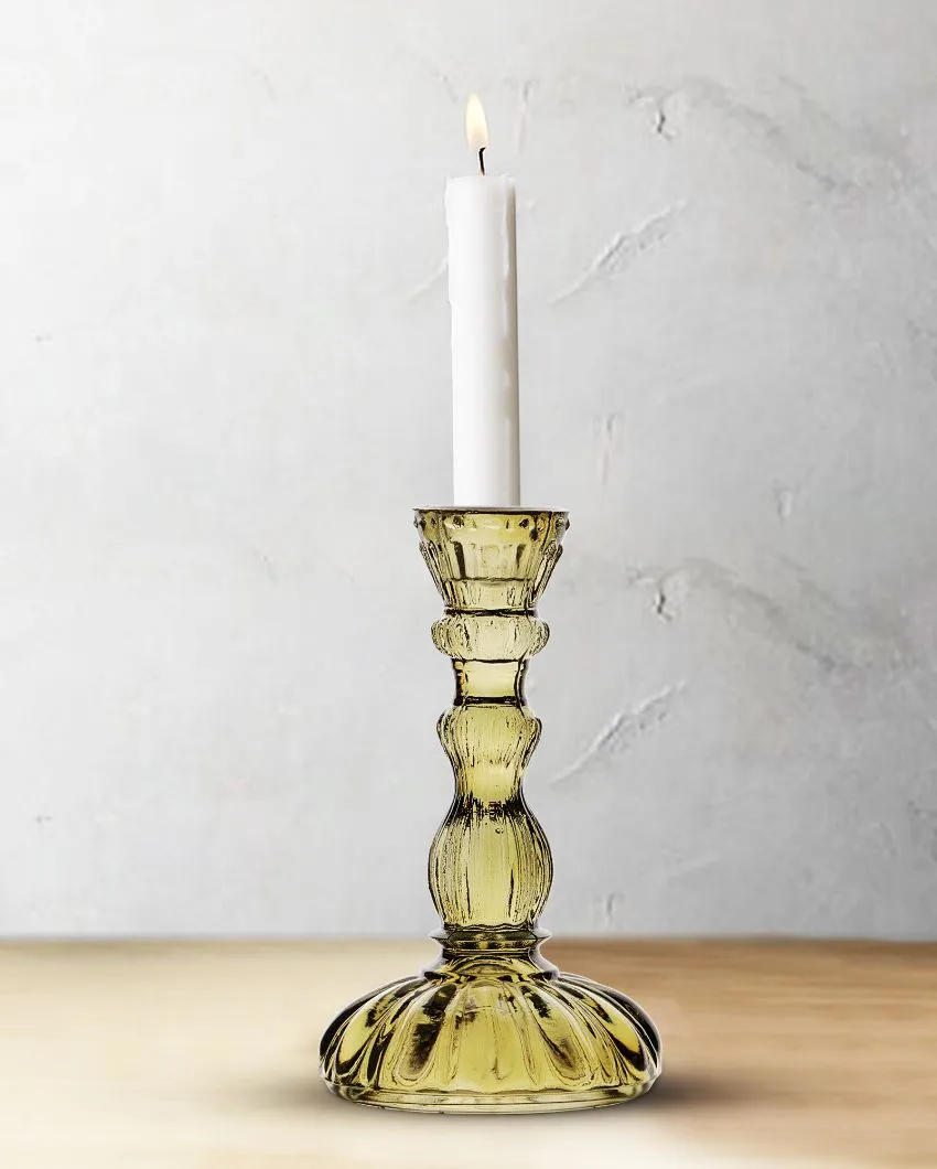 Antique Glass Candle Stand | Multiple Colors | 4 x 2 x 7 inches