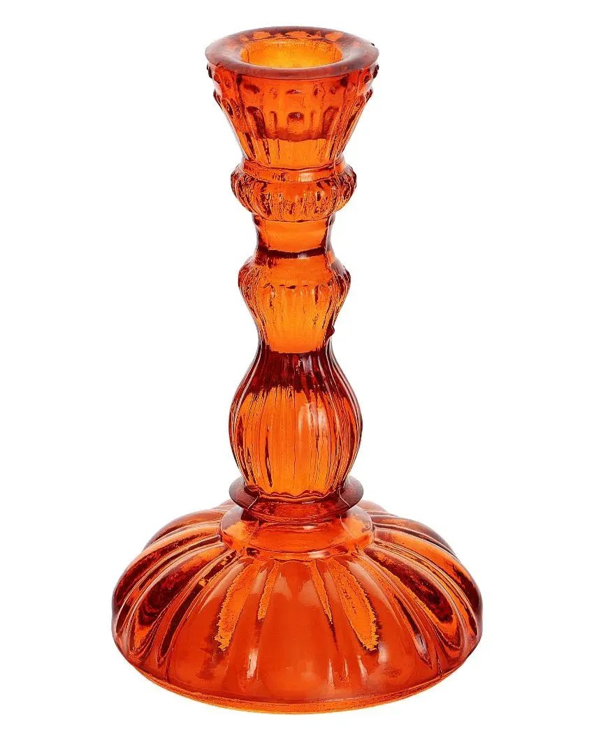 Antique Glass Candle Stand | Multiple Colors | 4 x 2 x 7 inches