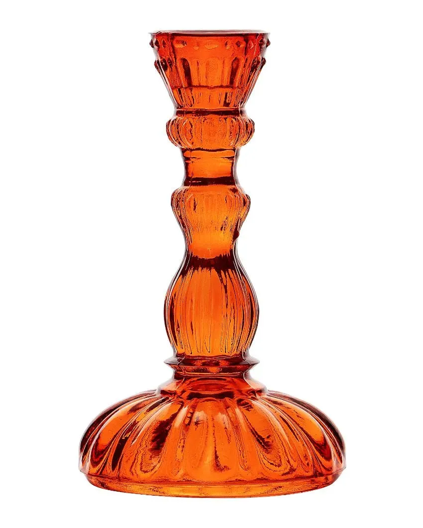 Antique Glass Candle Stand | Multiple Colors | 4 x 2 x 7 inches