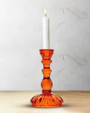 Antique Glass Candle Stand | Multiple Colors | 4 x 2 x 7 inches