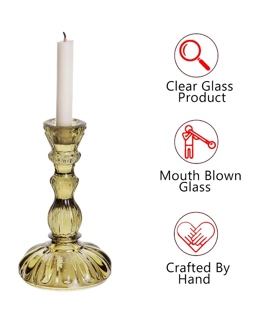 Antique Glass Candle Stand | Multiple Colors | 4 x 2 x 7 inches