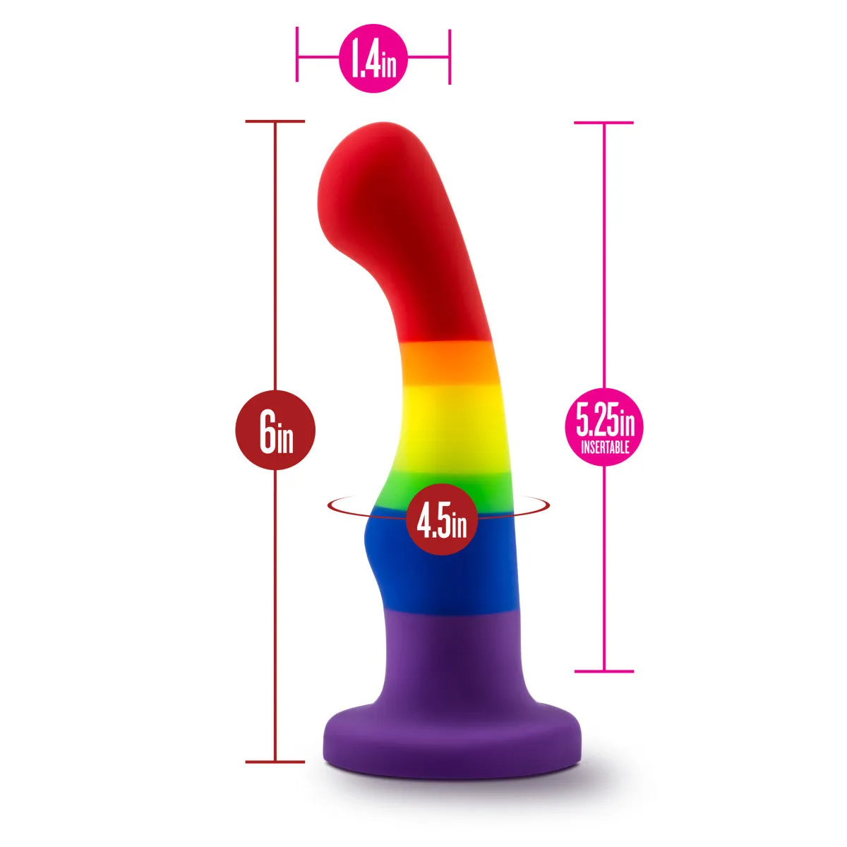 Avant By Blush® | Pride Freedom P1 | Artisan 6 Inch Curved G-Spot Dildo with Suction Cup Base - Elegantly Made with Smooth UltraSilk® Purio® Silicone