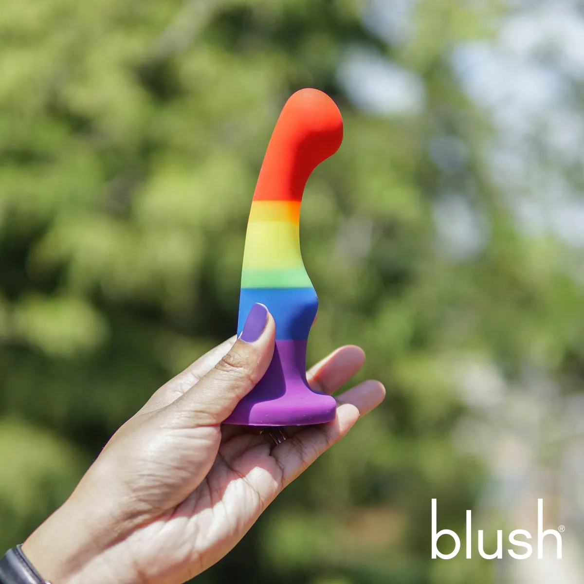 Avant By Blush® | Pride Freedom P1 | Artisan 6 Inch Curved G-Spot Dildo with Suction Cup Base - Elegantly Made with Smooth UltraSilk® Purio® Silicone