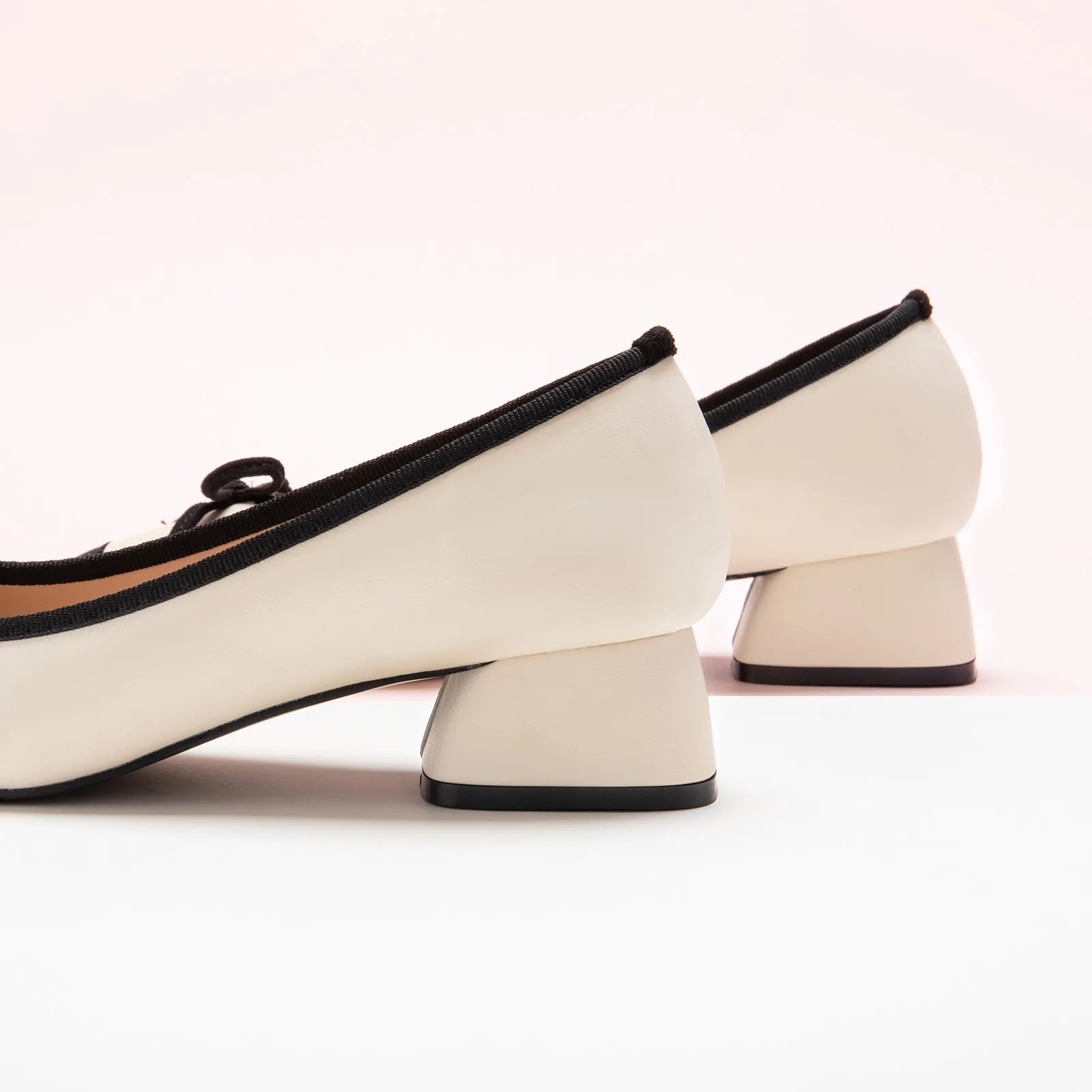 Ballet Block Heel (Nina) White