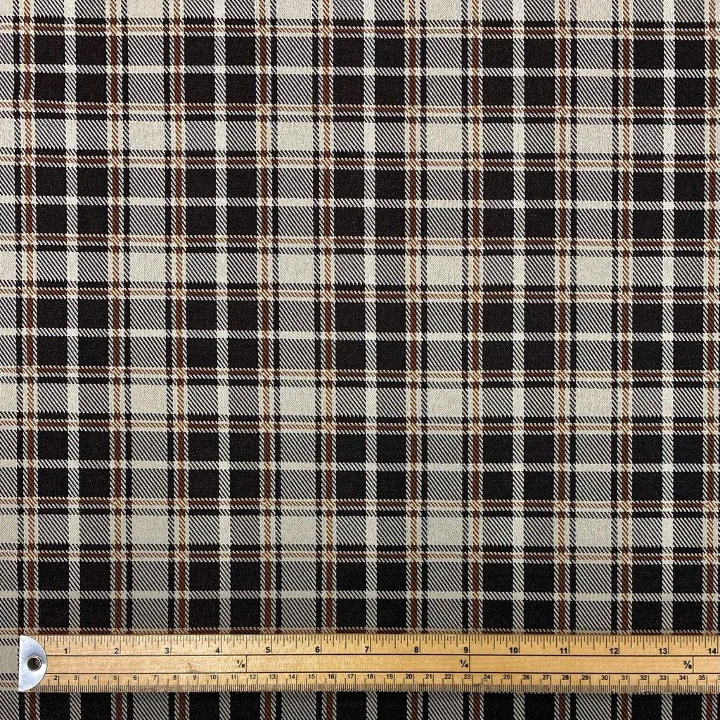 Beige and Brown Tartan Ponte Roma Fabric