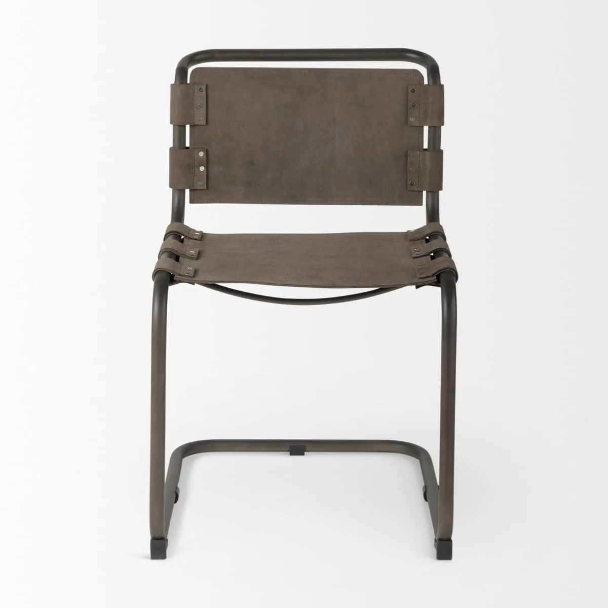 Berbick Dining Chair Brown Seude (Gray Tones)| Black Metal