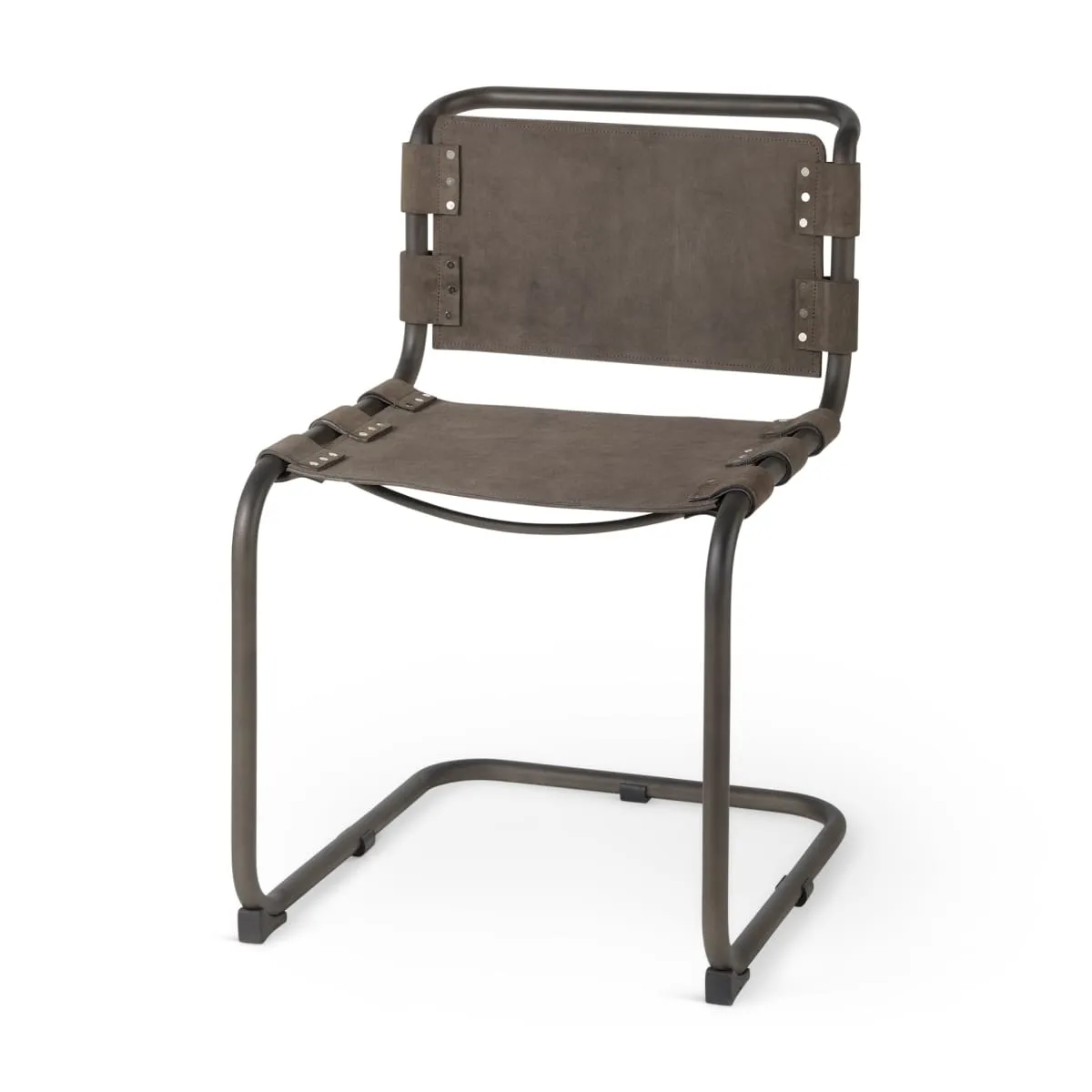 Berbick Dining Chair Brown Seude (Gray Tones)| Black Metal