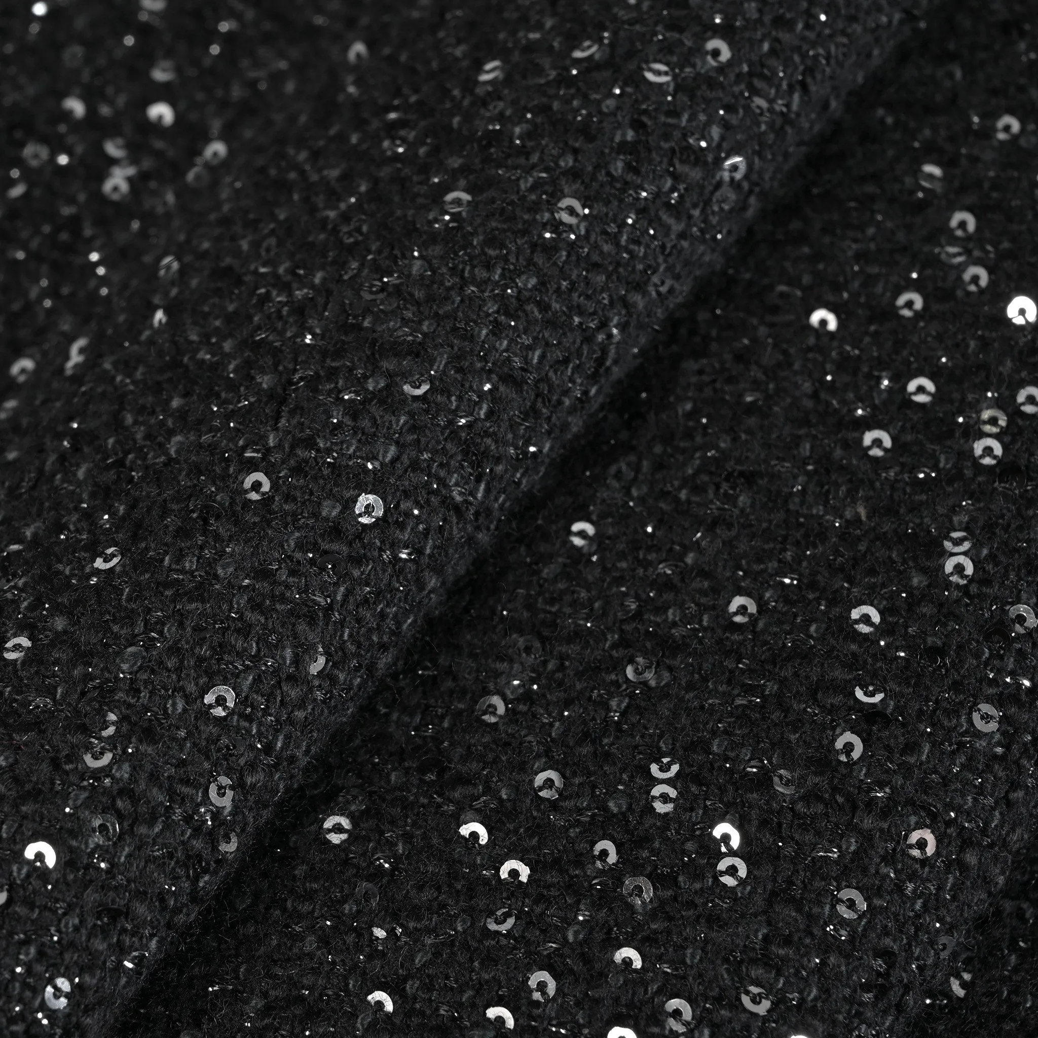 Black Shiny Tweed Fabric 6513