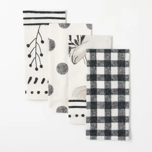 Black White Print Tea Towels