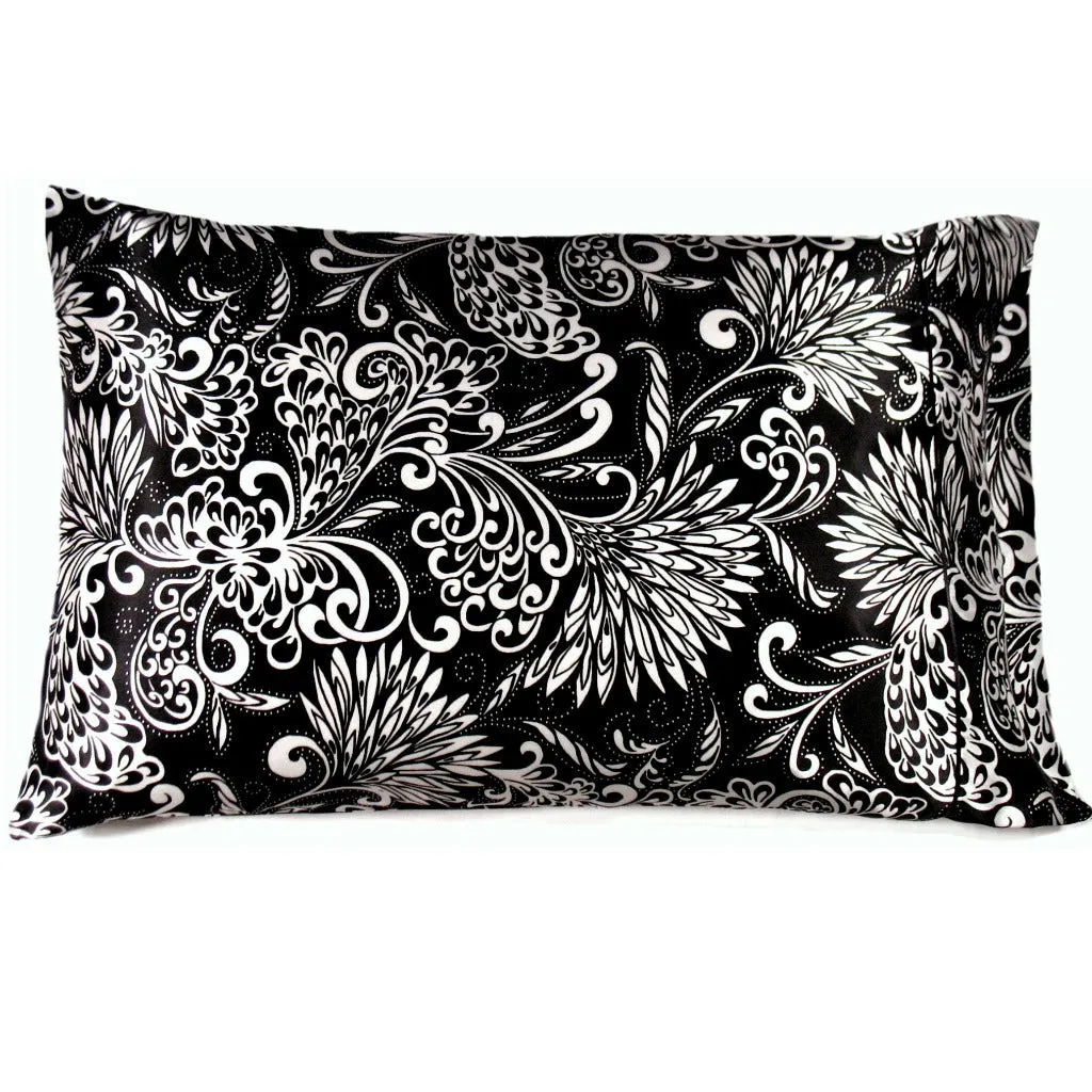 Black, White Satin Pillowcases. Handmade. Woman Owned Small Business