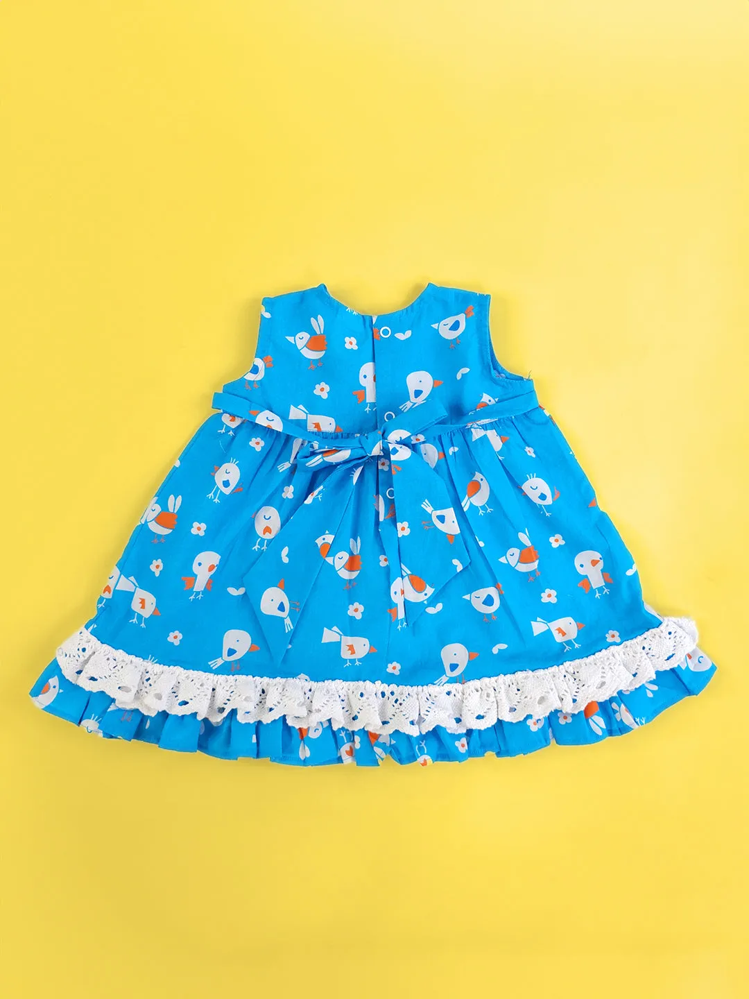 Blue Birdie - Organic Cotton Printed Baby Girl Peony Dress