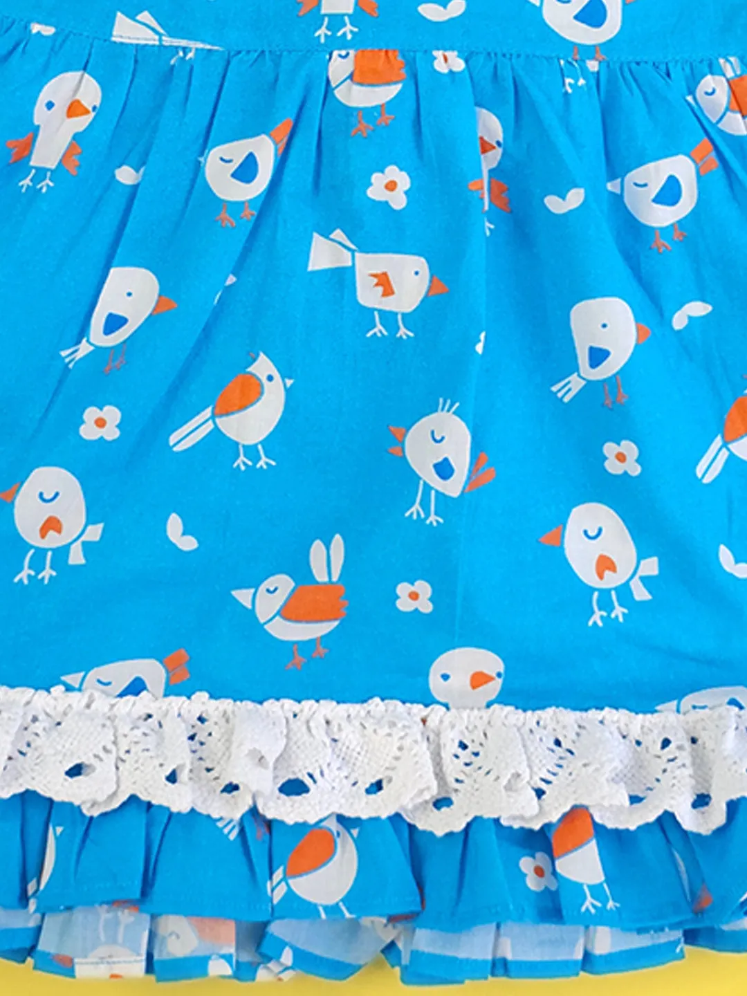 Blue Birdie - Organic Cotton Printed Baby Girl Peony Dress