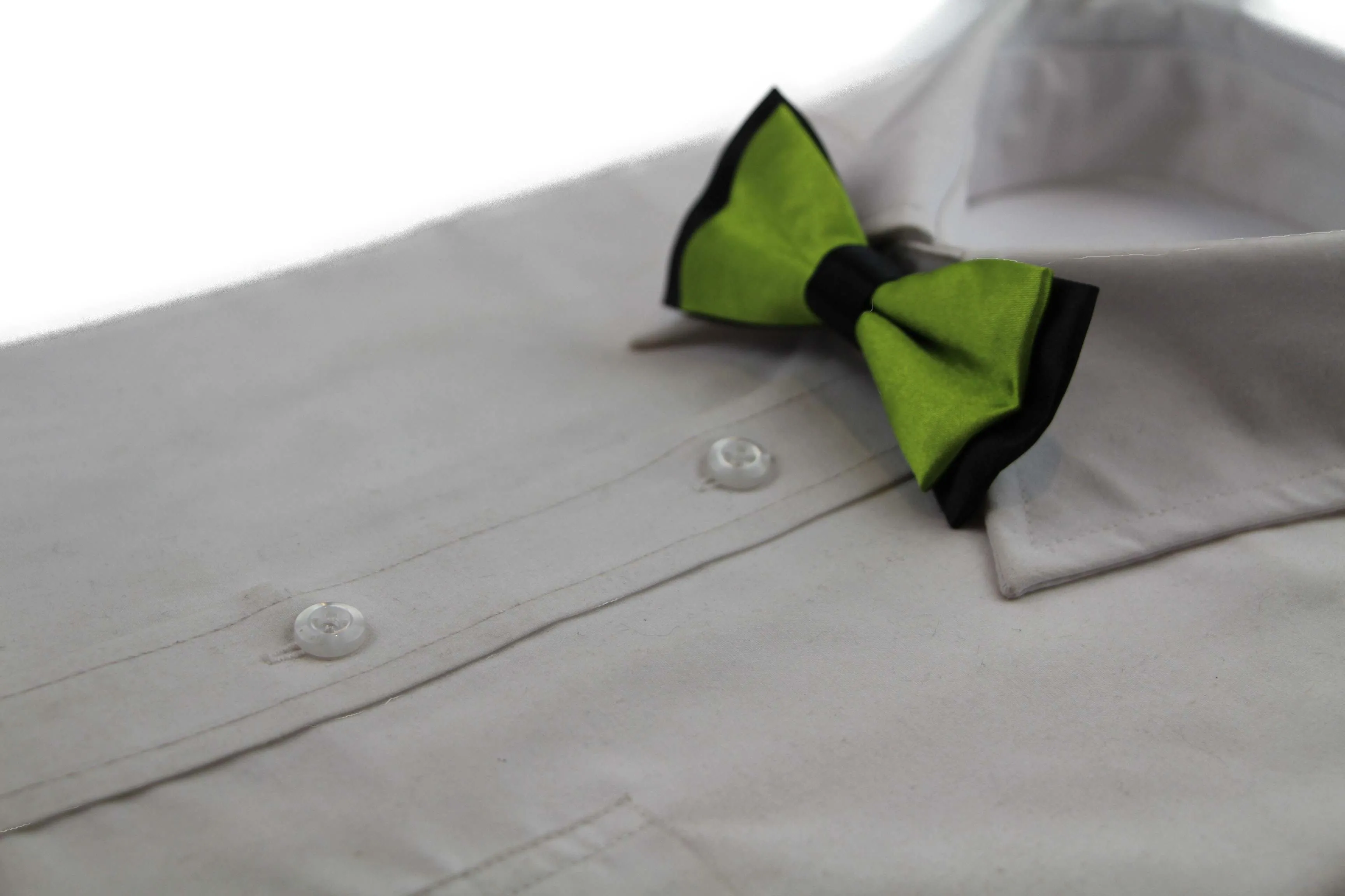 Boys Olive Green Two Tone Layer Bow Tie