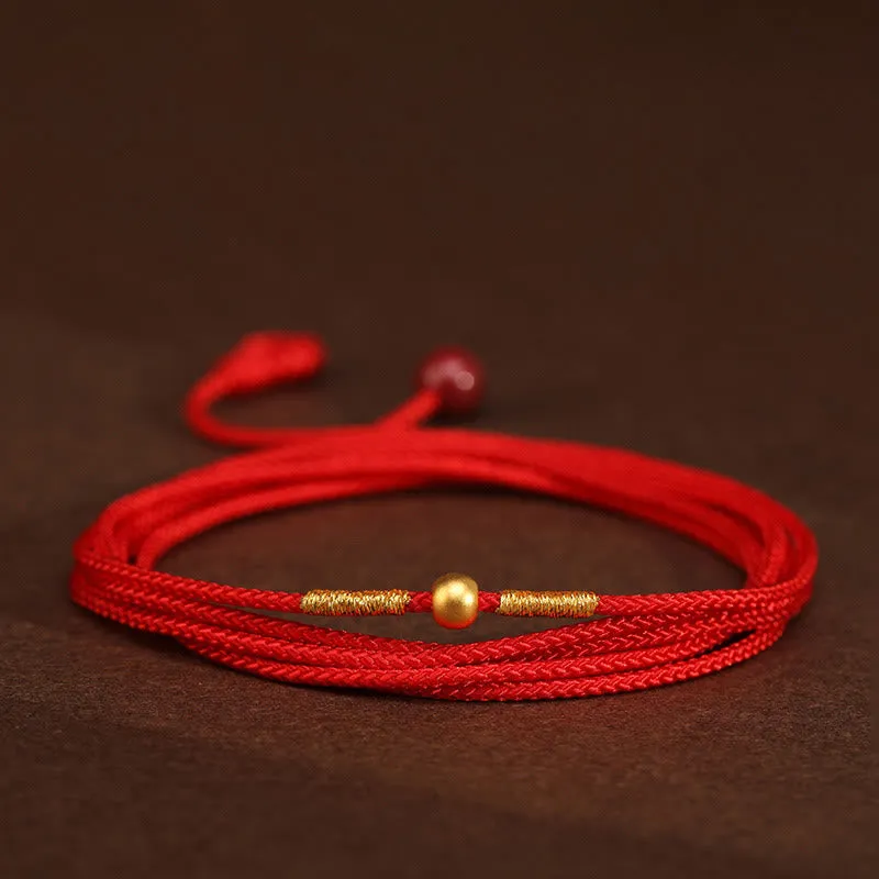 Buddha Stone 999 Solid Gold Red String Belly Chain