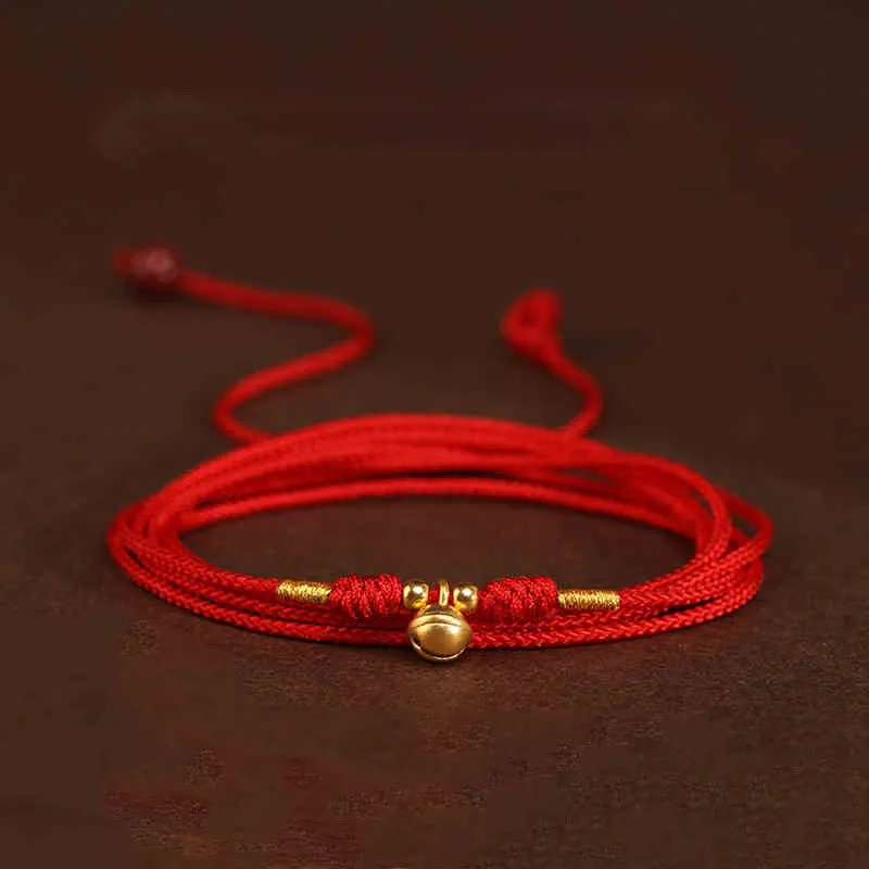 Buddha Stone 999 Solid Gold Red String Belly Chain