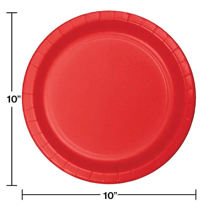 Classic Red Sturdy-Style Paper Banquet Plates, 10.25 Inch - Bulk Case of 240