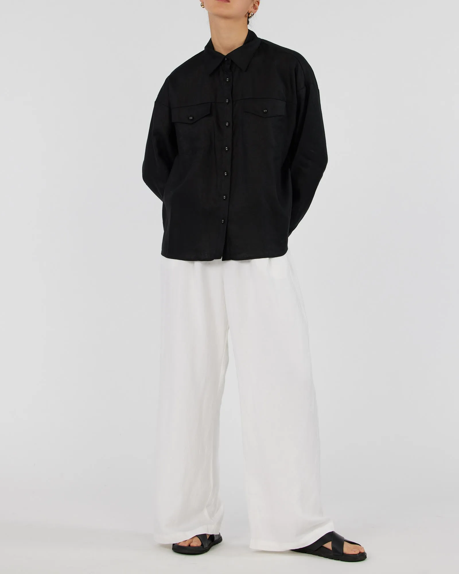 Byron Linen Overshirt - Black