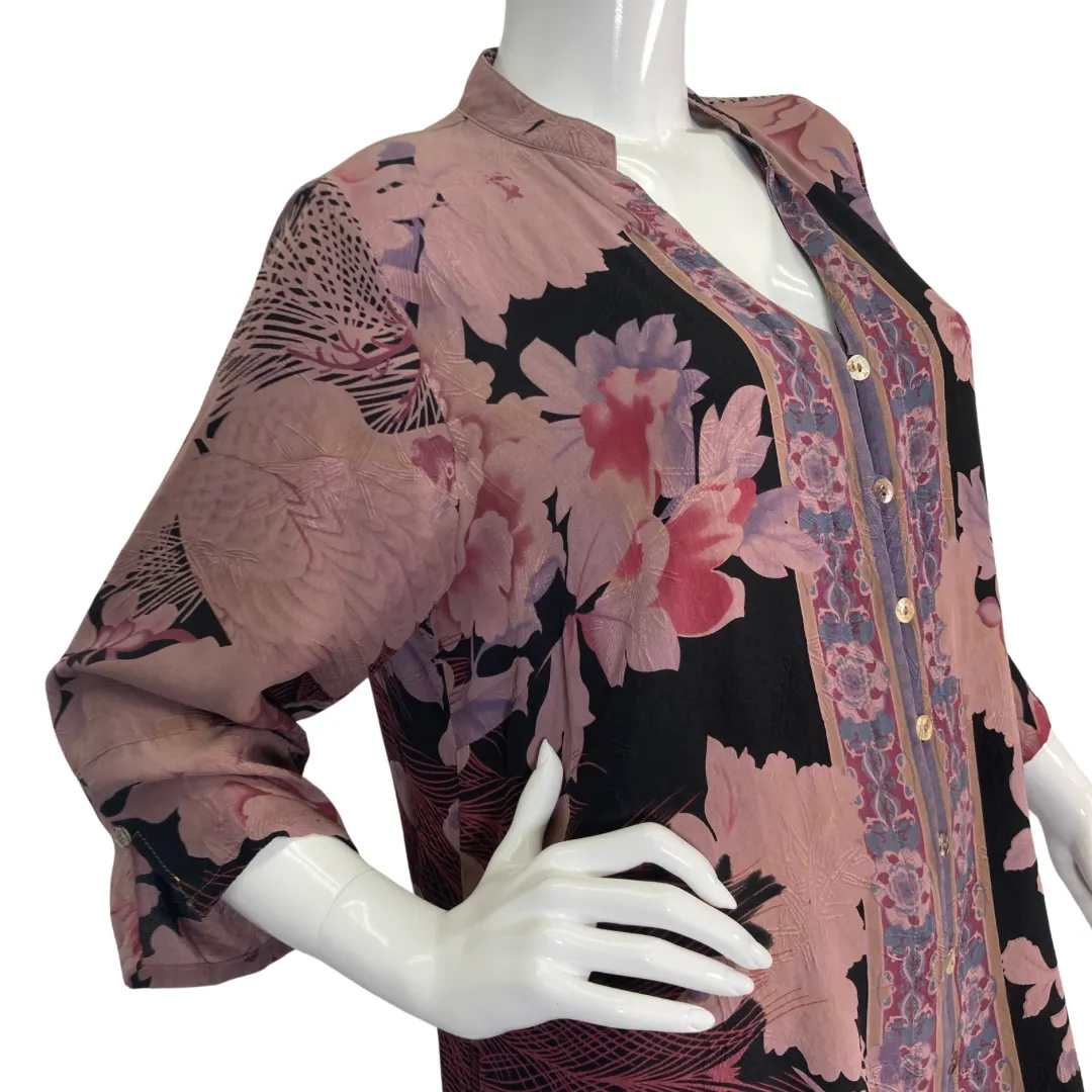 Citron Stylish Purple Flowers Blouse