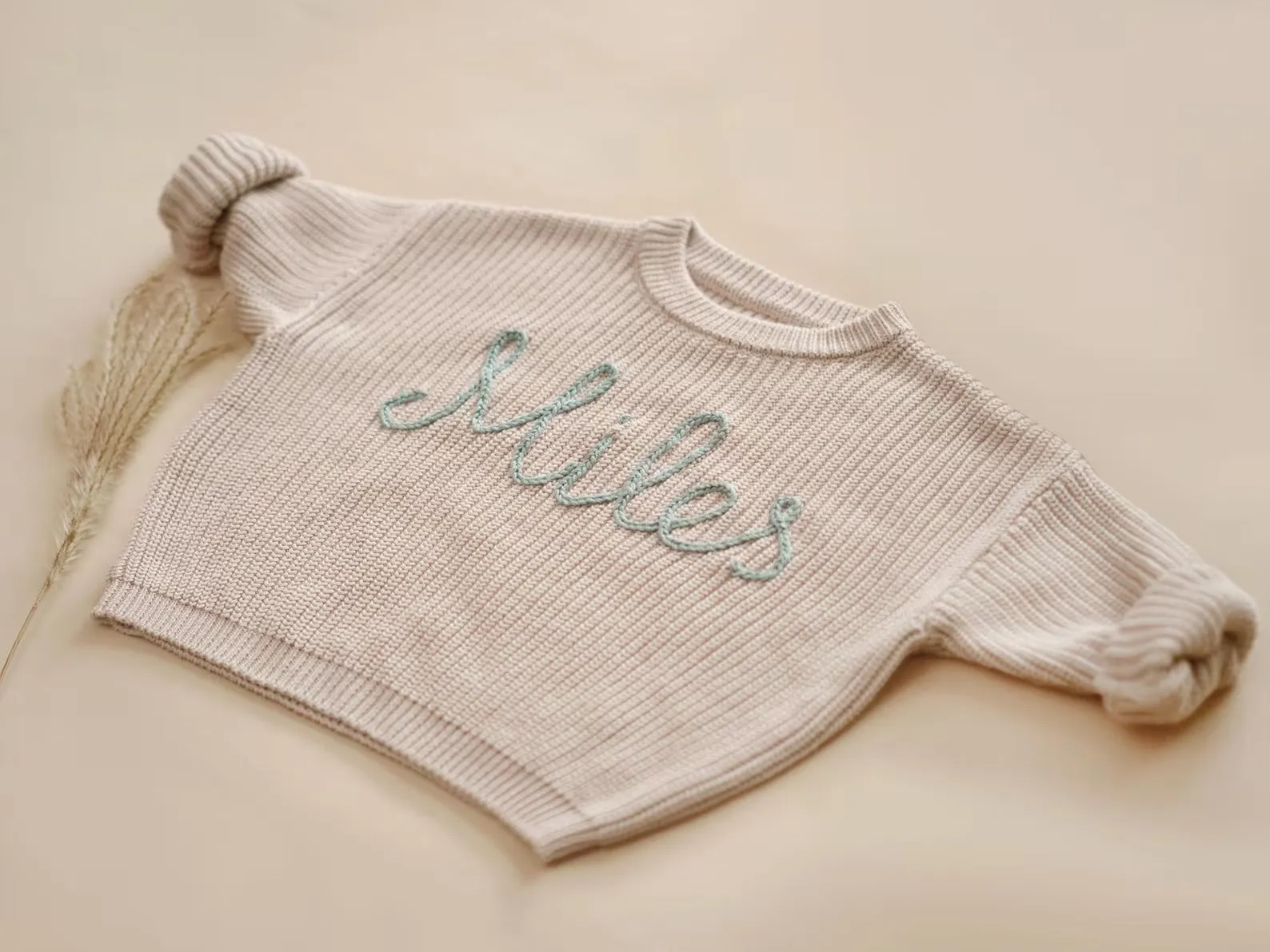 Custom Name Baby Sweater, Hand Embroidered Kid Sweater, Knit Toddler Sweater KS06