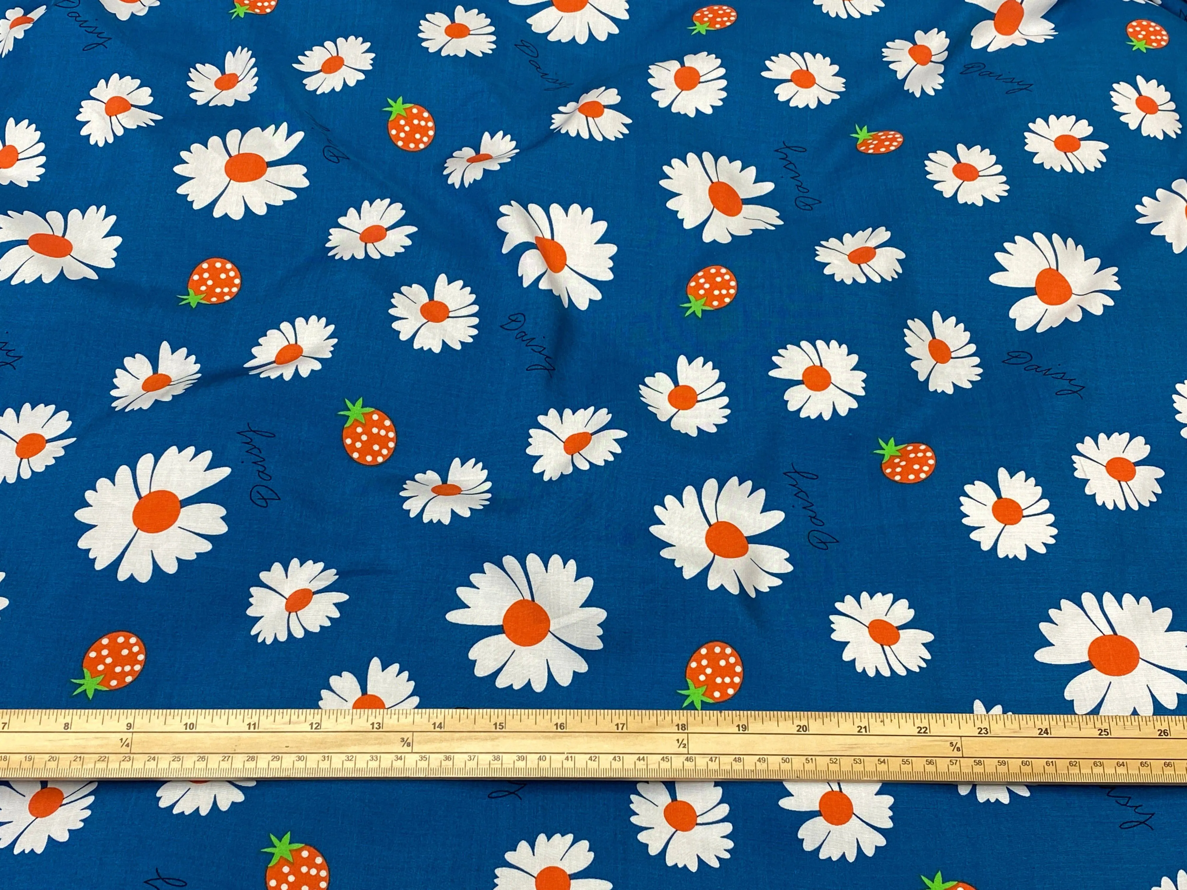 Daisies & Strawberries - Novelty Printed Viscose