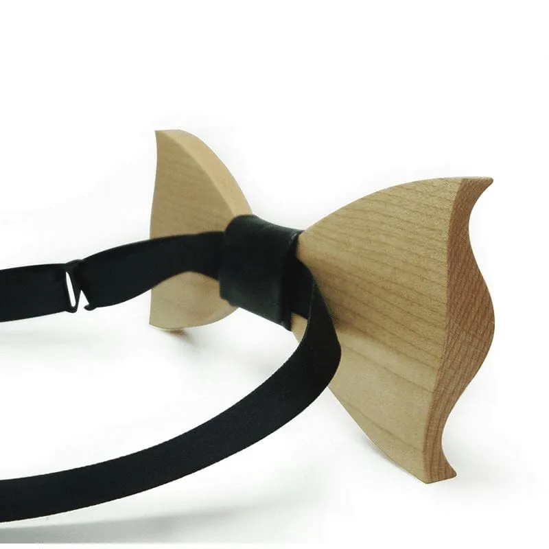 Dark Wood Blue Fabric Adult Bow Tie