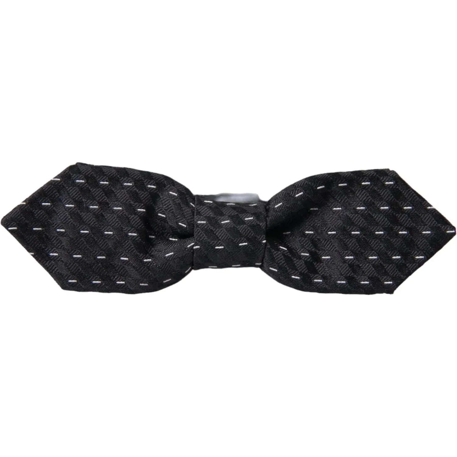 Dolce & Gabbana Black White Stitched Silk Men Neck Bow Tie